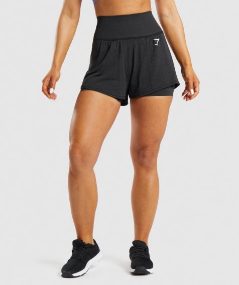 Women's Gymshark Vital Seamless 2.0 2-in-1 Shorts Black | NZ 6FYVLW